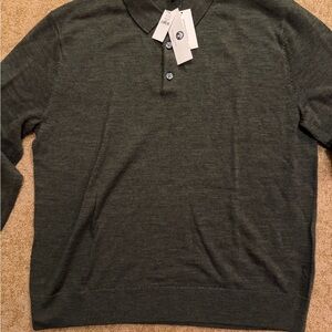 Banana Republic Men’s Long Sleeve Polo Shirt Size L Gray NWT